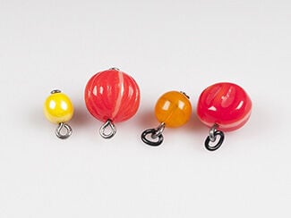 yellow and red beaded drops